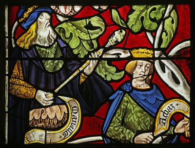 Fenster, das den Jessebaum zeigt: König Achaz und Manasses, 16.-20. Jahrhundert von French School
